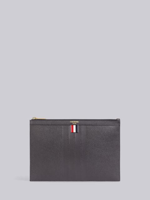Thom Browne Charcoal Pebbled Blind Emboss 4-Bar Small Tablet Holder