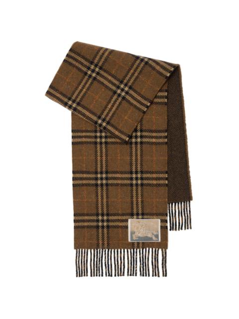 reversible check cashmere-wool scarf