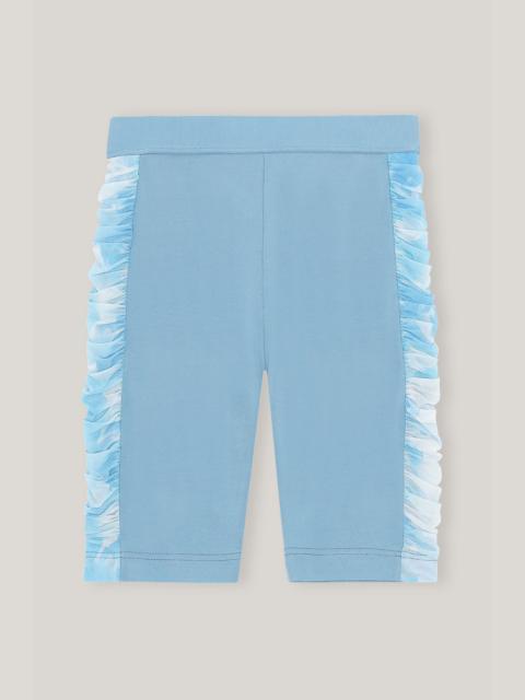 GANNI RUCHED JERSEY PATCHWORK SHORTS