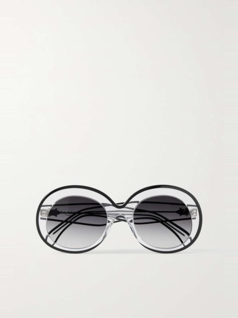 Alaïa Two-tone round-frame acetate sunglasses