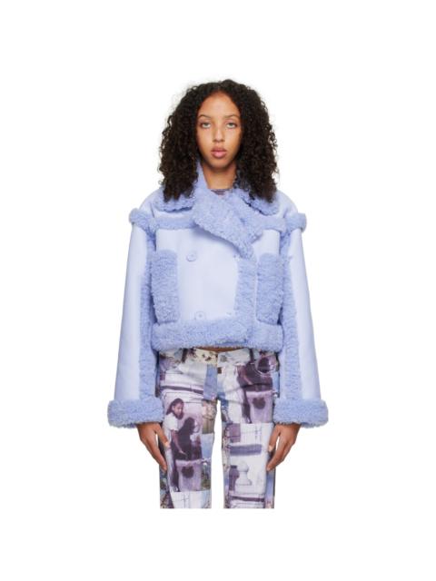 STAND STUDIO SSENSE Exclusive Blue Kristy Faux-Shearling Jacket