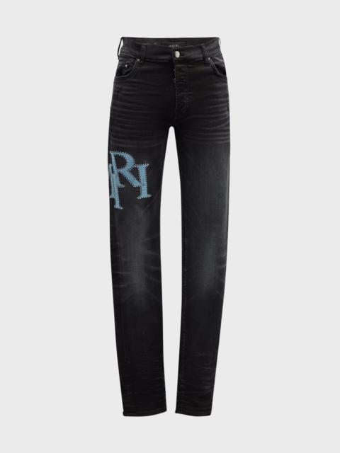 Men's Crystal Staggered Logo Jeans