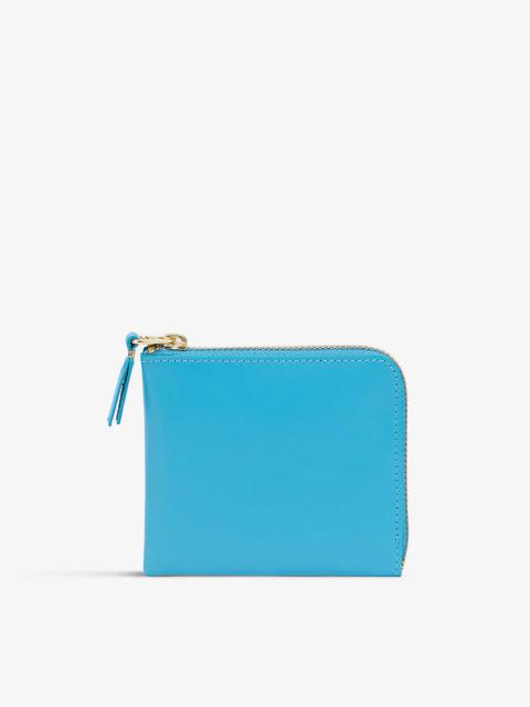 Brand-print leather half-zip wallet