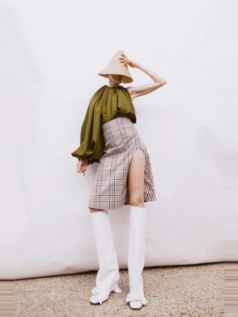 A.W.A.K.E. MODE ONE-SLEEVE VOLUMINOUS TOP KHAKI GREEN