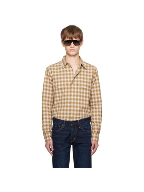 TOM FORD Tan Check Western Shirt