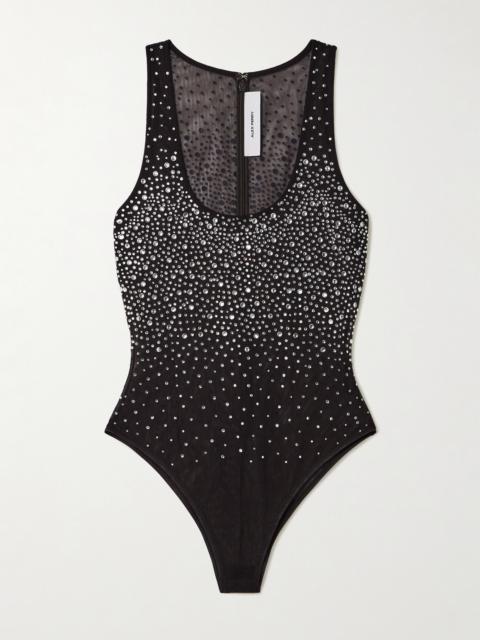ALEX PERRY Crystal-embellished Stretch-mesh Bodysuit