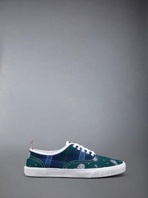 Thom Browne Heritage Trainer W/ Vulcanized Rubber Sole in Tb Tartan Check Cotton Twill