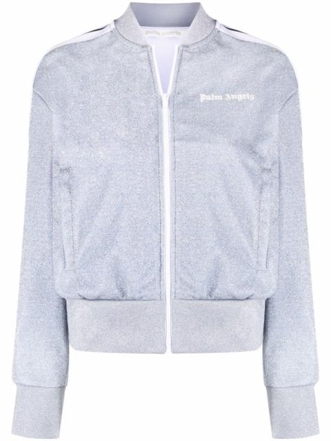 Palm Angels logo-print glitter zip-up jacket