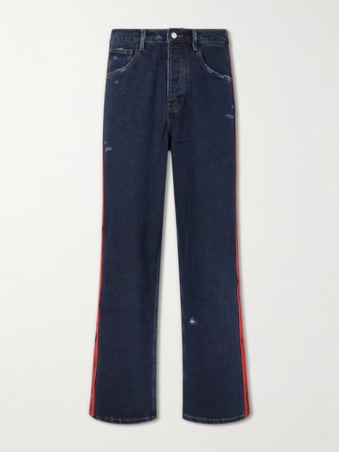NAHMIAS Destroyed Wide-Leg Striped Jeans