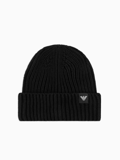 Fisherman’s rib virgin wool-blend beanie