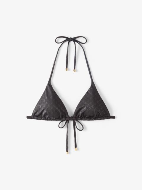 JIMMY CHOO Ariah
Black JC Monogram-Print Regenerated Nylon and Lycra Triangle Bikini Top