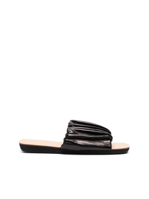 Jil Sander leather gathered-detail slides