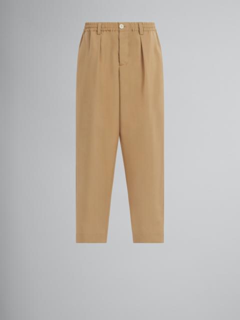 BEIGE CROPPED TROUSERS IN TROPICAL WOOL