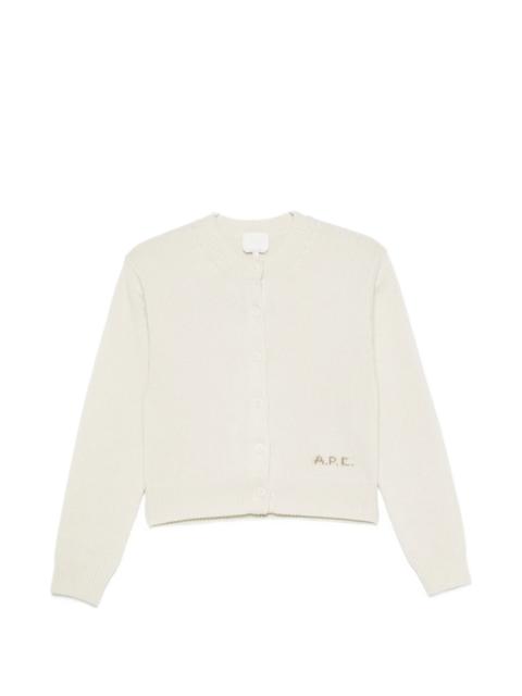 A.P.C. A.p.c. Logo-embroidered Ribbed-trim Cardigan