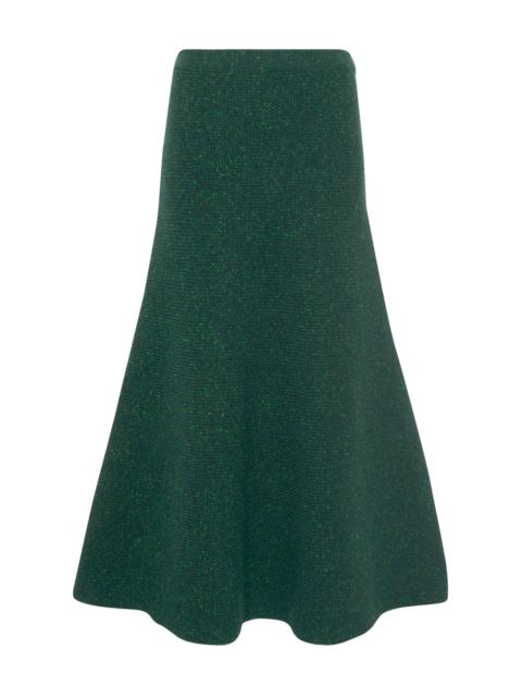 GABRIELA HEARST Eden Knit Midi Skirt in English Green Speckled Aran Cashmere