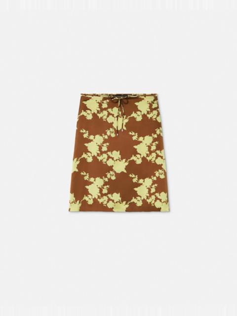 VERSACE Wild Roses Satin Midi Skirt