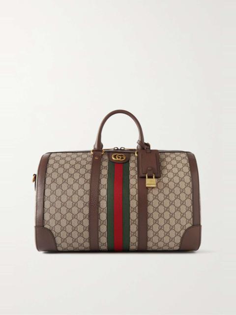 GUCCI Ophidia leather-trimmed printed coated-canvas weekend bag