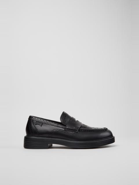 CAMPER Twins Black Leather Moccasins for Men.