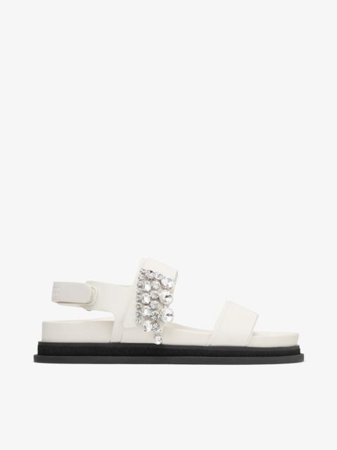 JIMMY CHOO Verity Sandal Flat
Latte Leather Crystal Flat Sandals