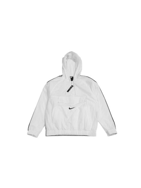 Nike Sportswear Swoosh Long Sleeve Printed Loose Pocket Hoodie White CD0420-100