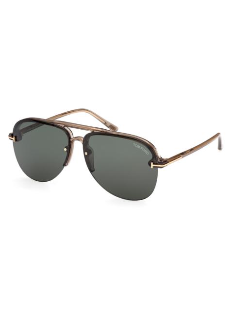 TOM FORD Men's 60MM Pilot Acetate Sunglasses - Champagne