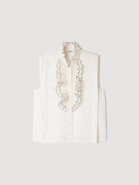 Sandro RUFFLED LACE COLLAR SHIRT
