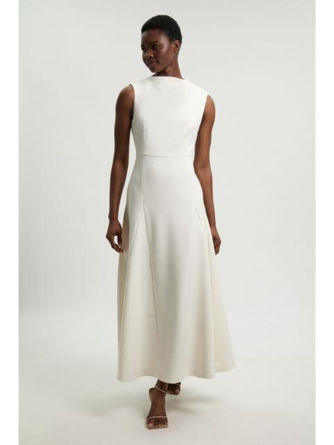 KAREN MILLEN Petite Compact Stretch Tailored Colour Block Full Skirted Midi Dress