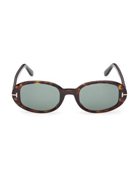 TOM FORD Women's Iggy 49MM Oval Sunglasses - Brown Green