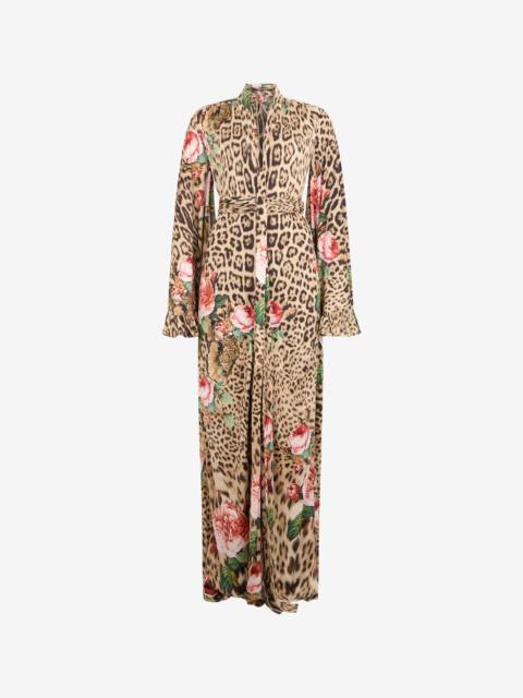 Roberto Cavalli Jaguar Roses Print Dress