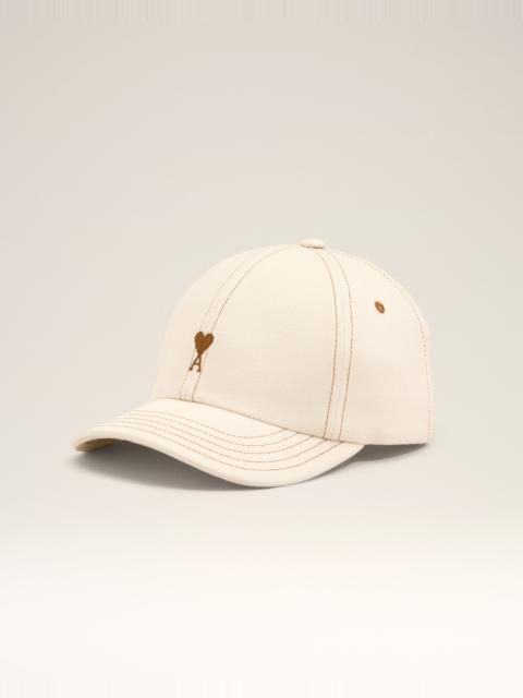 AMI Paris WHITE COTTON CAP WITH AMI DE COEUR