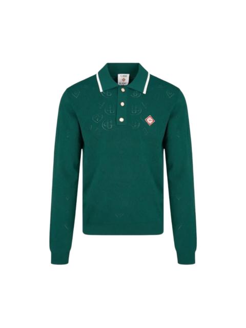 CASABLANCA CASABLANCA POINTELLE LS POLO SHIRT GREEN