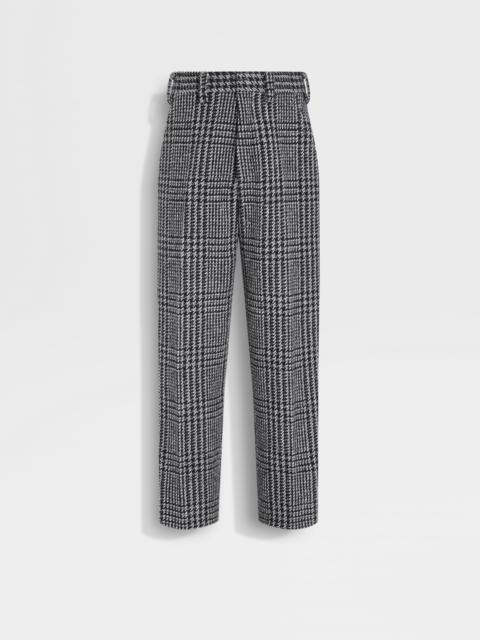 ZEGNA GREY WHITE AND BLACK WOOL AND CASHMERE PANTS