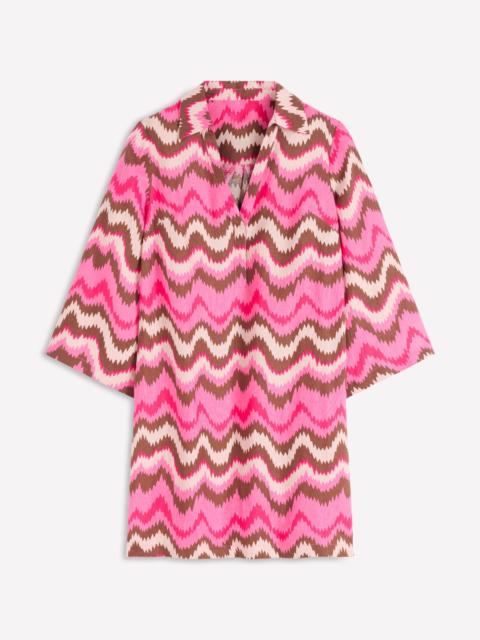 BODEN Carmen Linen Short Dress-Pink, Zig Zag Wave
