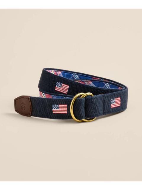 Brooks Brothers Cotton Flag Embroidered Belt