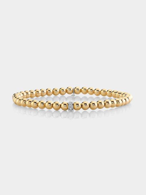 SYDNEY EVAN 4mm Pave Ball on 14K Yellow Gold Round Bead Bracelet