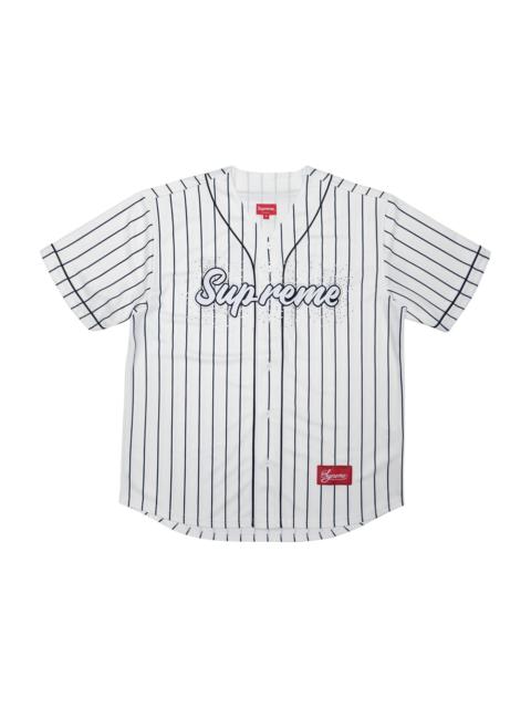 Supreme Rhinestone Baseball Jersey Pinstripe