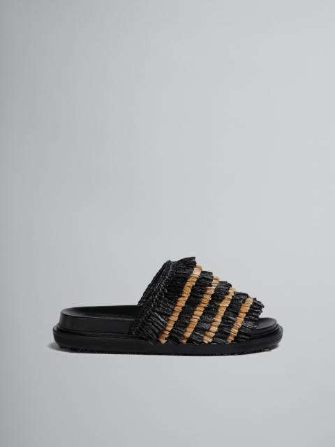 Marni BLACK FRINGE SLIDE SANDAL