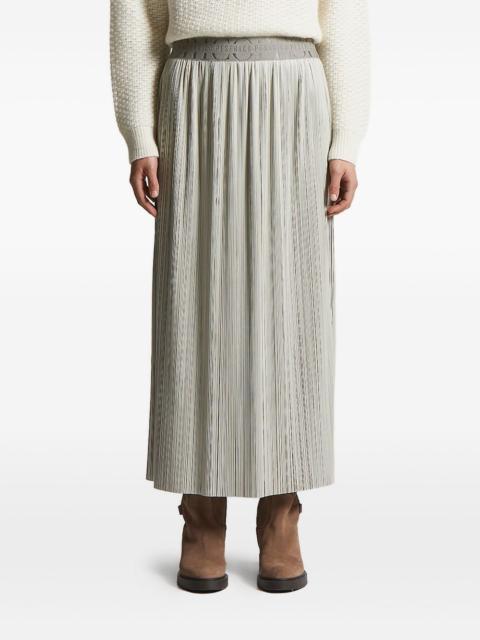 PESERICO pleated logo-waistband skirt