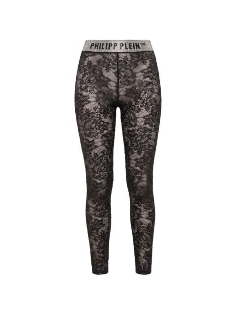 PHILIPP PLEIN lace legging monogram strass