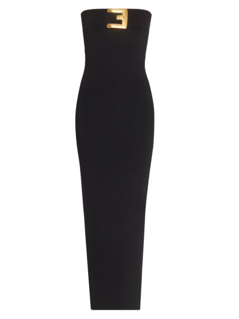 Balmain Women's Belted Compact Jersey Gown - Noir