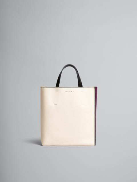 Marni MUSEO SOFT SMALL BAG IN WHITE AND PURPLE LEATHER