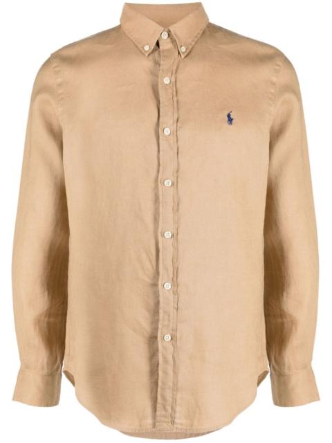 Polo Ralph Lauren logo-embroidery linen shirt