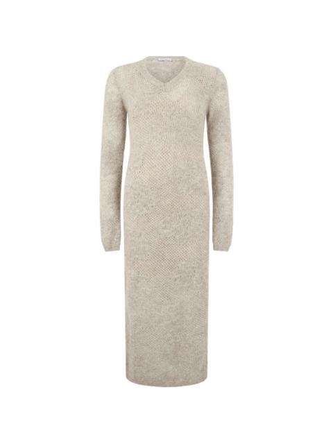 Brunello Cucinelli sequin-embellished open-knit midi dress