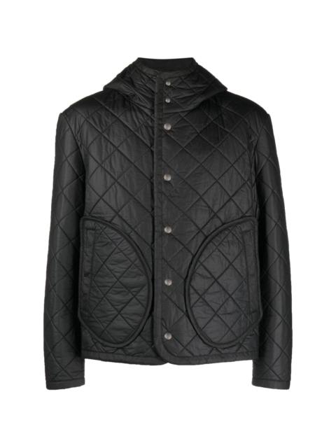 diamond-quilted hooded jacket