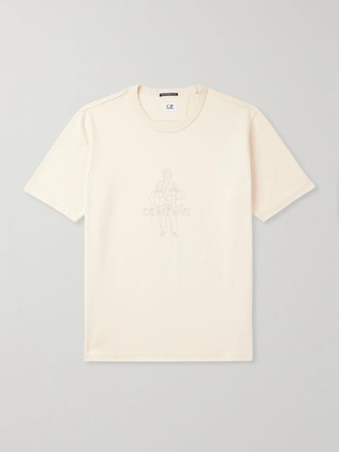 C.P. Company Embroidered Cotton-Jersey T-Shirt Cream