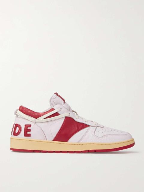 Rhude Rhecess Logo-Appliquéd Distressed Leather Slip-On Sneakers