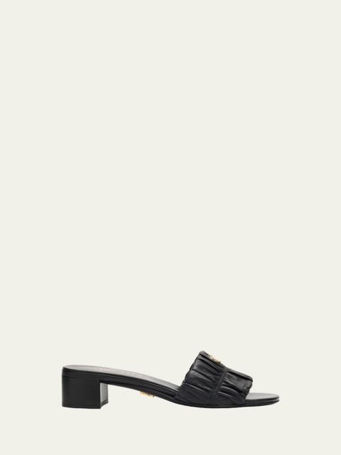 Prada 35mm Matelasse Nappa Leather Block-Heel Sandals