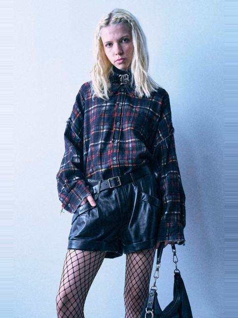 R13 Reversible Shredded Seam Drop Neck Shirt