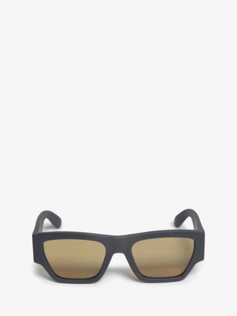 Alexander McQueen Men's McQueen Angled Rectangular Sunglasses in Grey/yellow