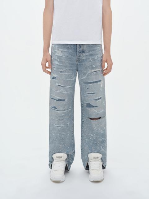 CRYSTAL EMBELLISHED REPAIRED BAGGY JEAN